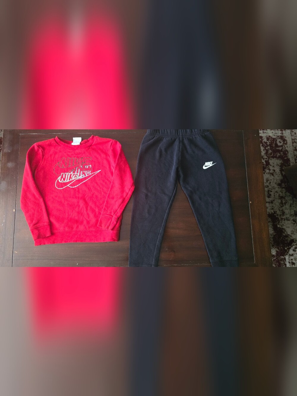 Boys Nike Red Pullover Sweatshirt and Black Joggers Kids Set size 5/6